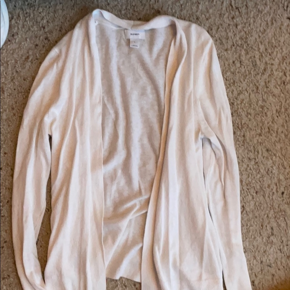 Long sleeve white open sweater